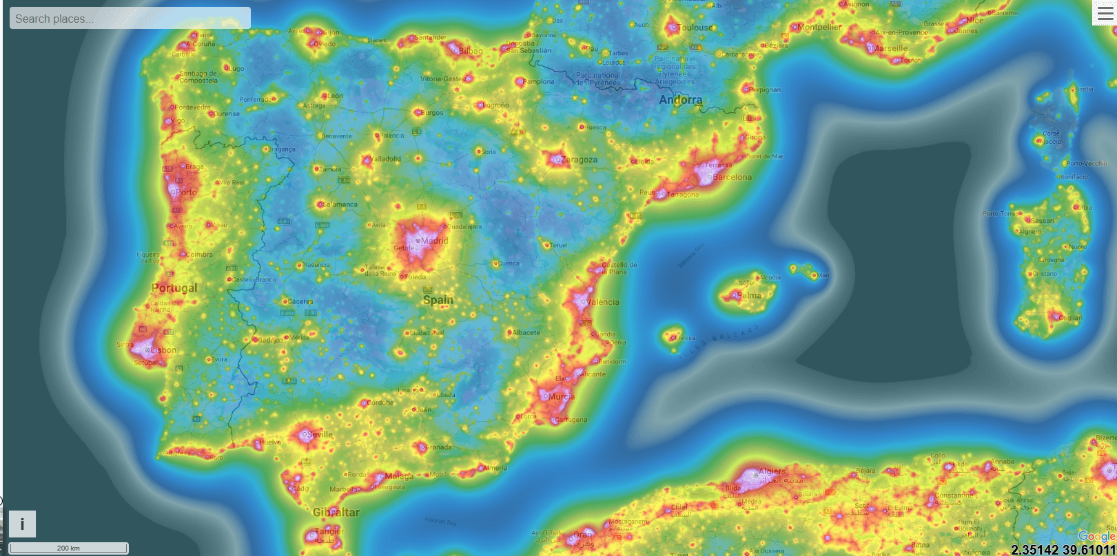 Mapa de contaminación lumínica en España: zonas oscuras ideales para ver la Vía Láctea y las Perseidas